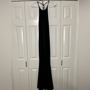 90s Cache Black Velvet Halter Formal Dresd